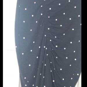 Black White Polka Dot Ruched Skirt Size S